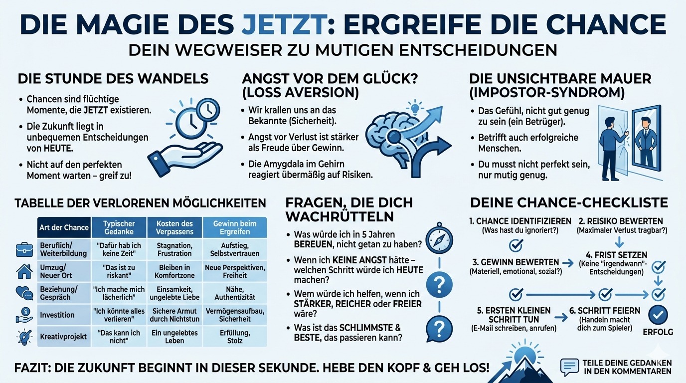 Infografik Die Magie des Jetzt Ergreife die Chance