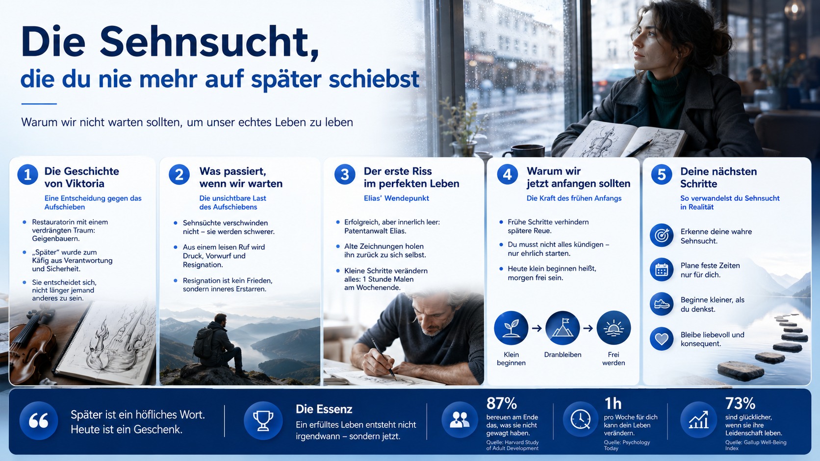 Infografik Die Sehnsucht, die du nie mehr auf später schiebst