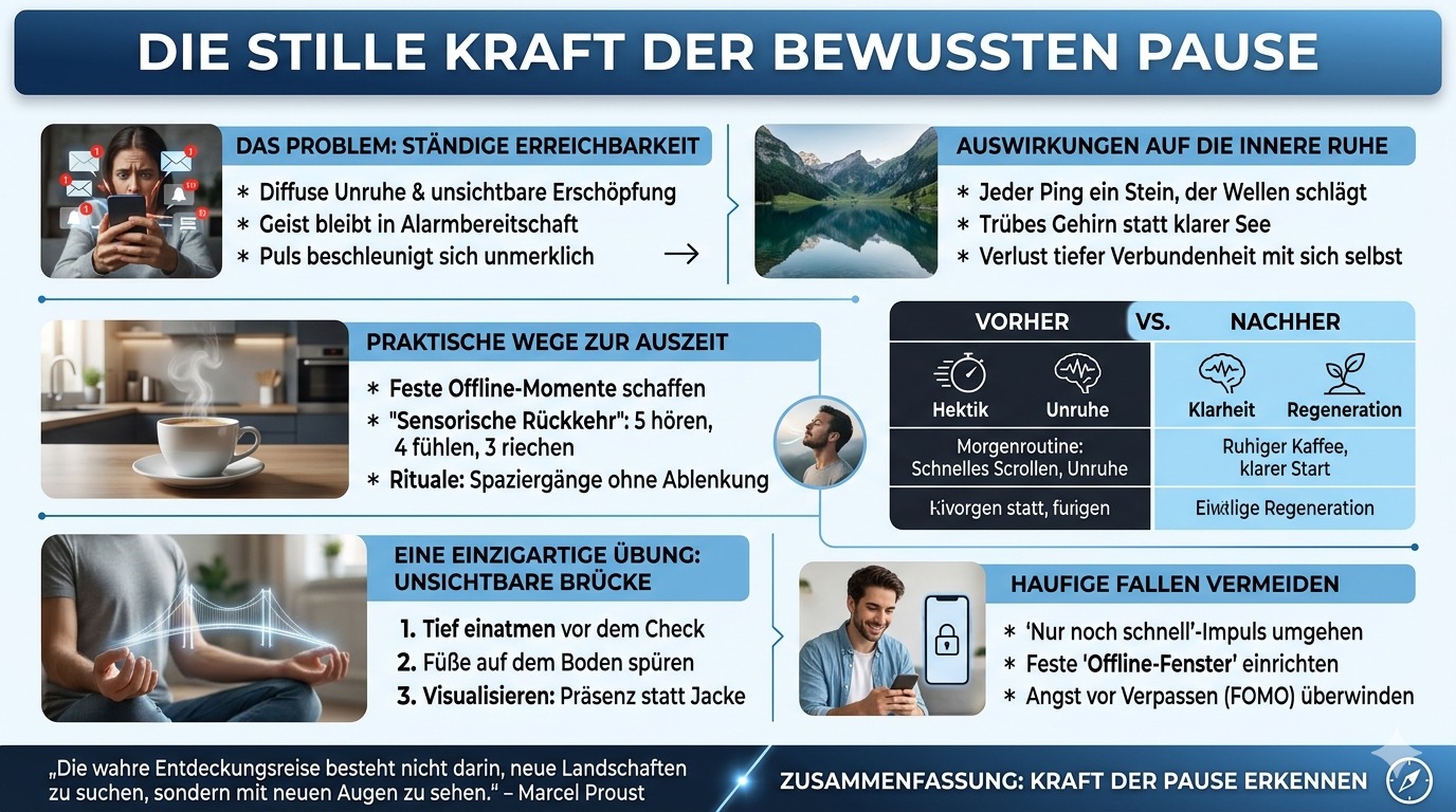 Infografik Die stille Kraft der bewussten Pause.