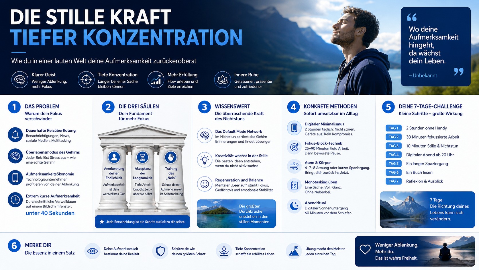 Infografik Die stille Kraft tiefer Konzentration