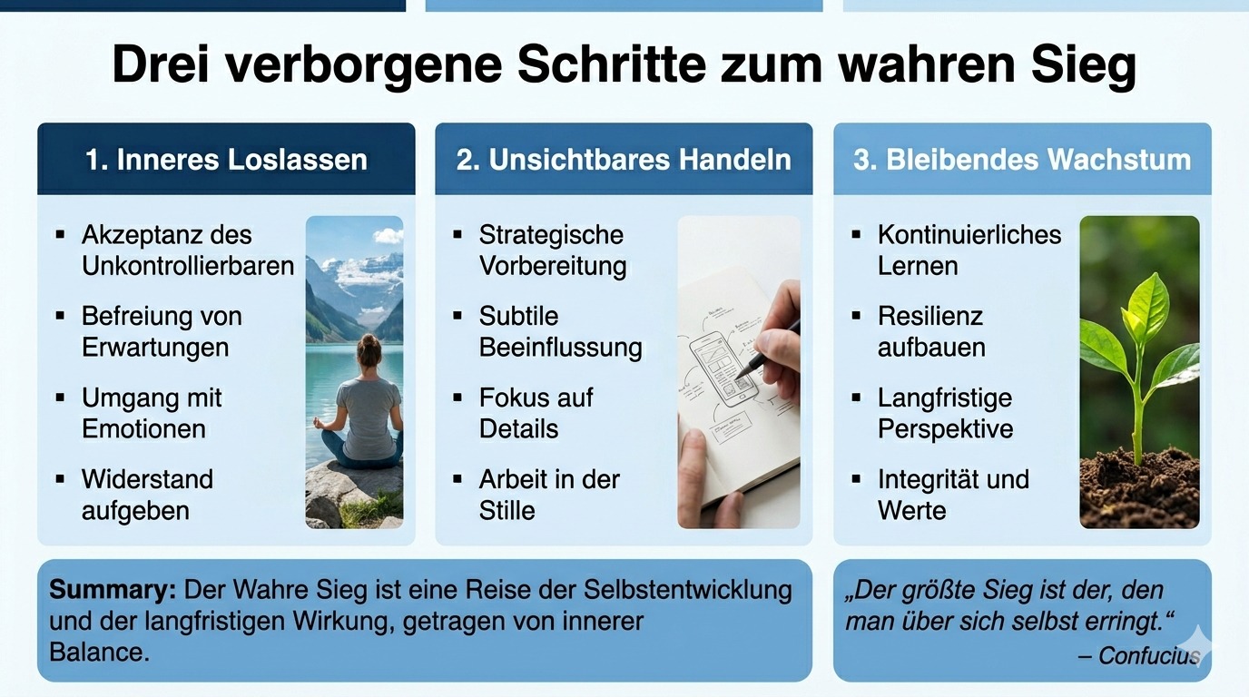 Infografik Drei verborgene Schritte zum wahren Sieg 