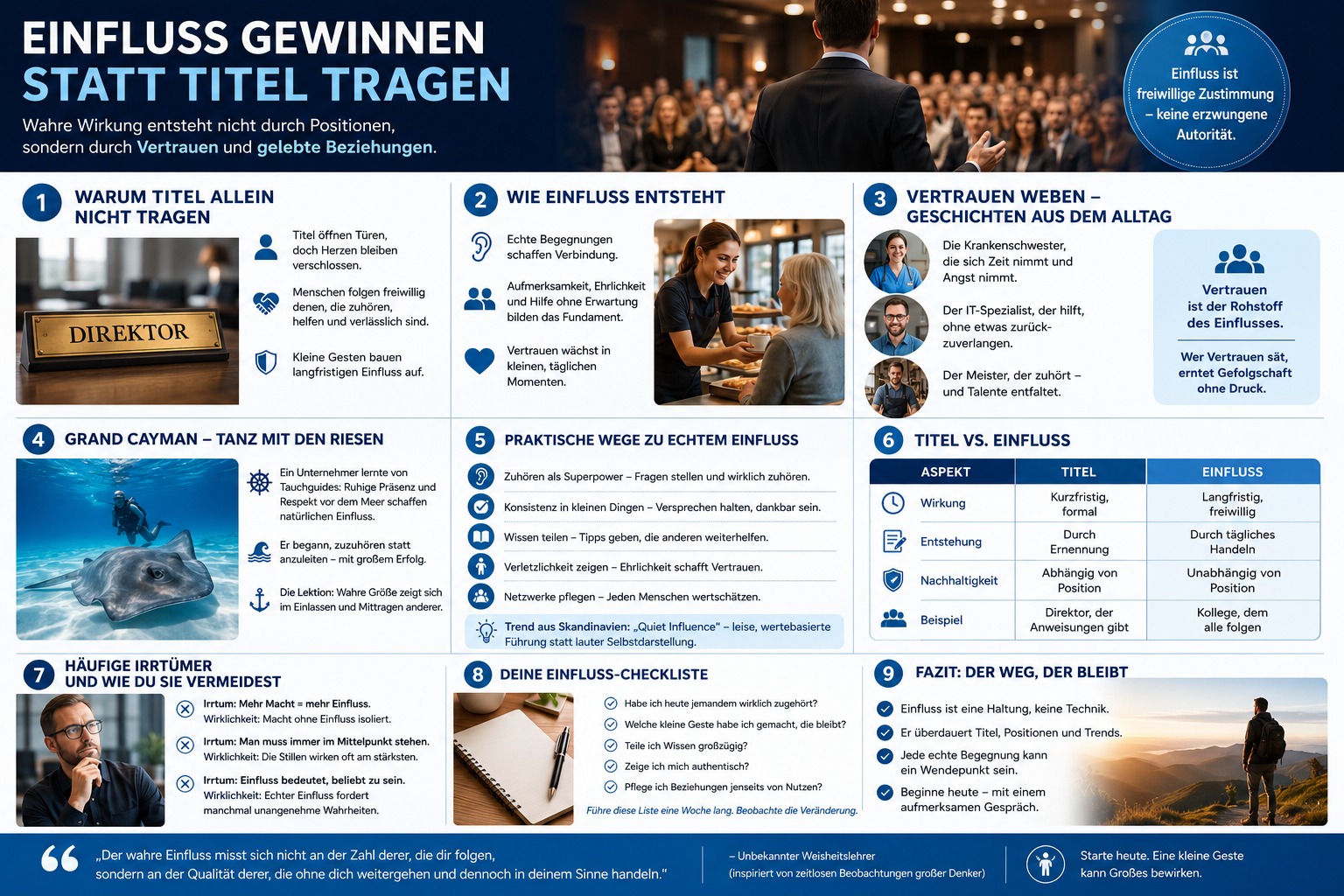 Infografik Einfluss gewinnen statt Titel tragen