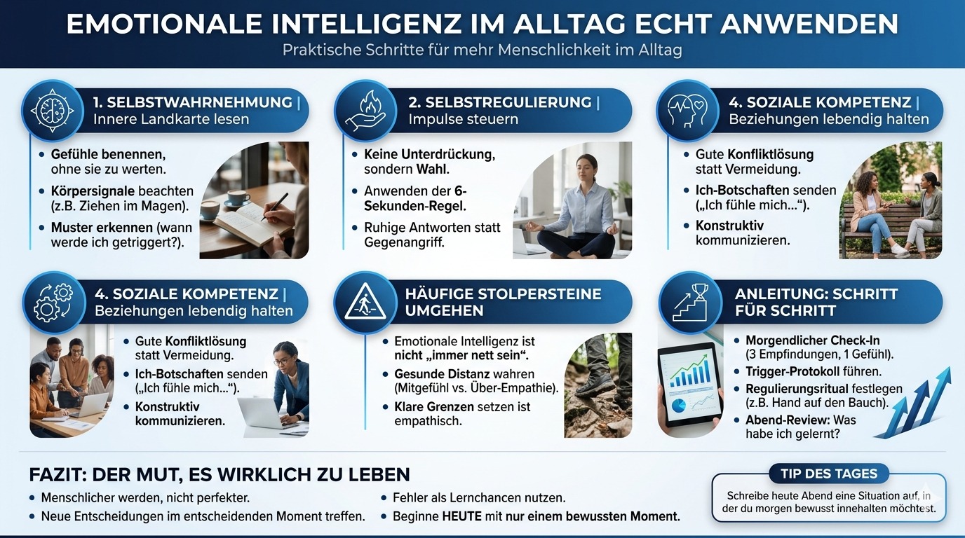 Infografik Emotionale Intelligenz im Alltag echt anwenden