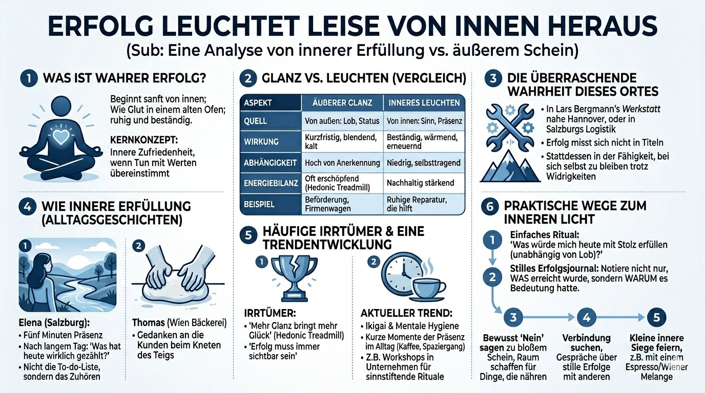 Infografik Erfolg leuchtet leise von innen heraus. Infografik Erfolg leuchtet leise von innen heraus.