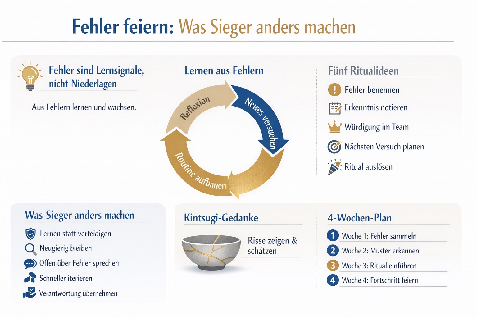 Infografik Fehler feiern, wie jeder Sieger es tut
