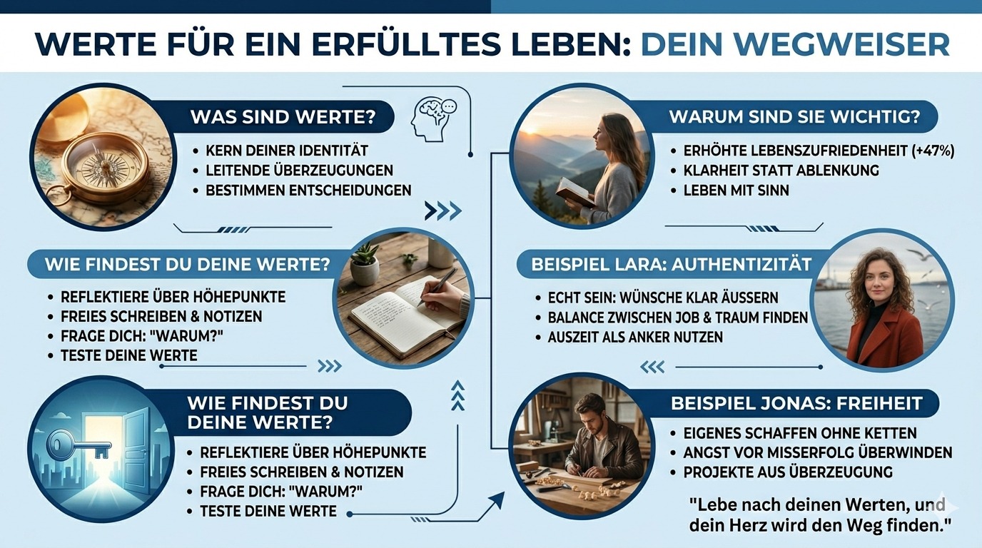 Infografik Finde deine Werte für ein erfülltes Leben Infografik Finde deine Werte für ein erfülltes Leben