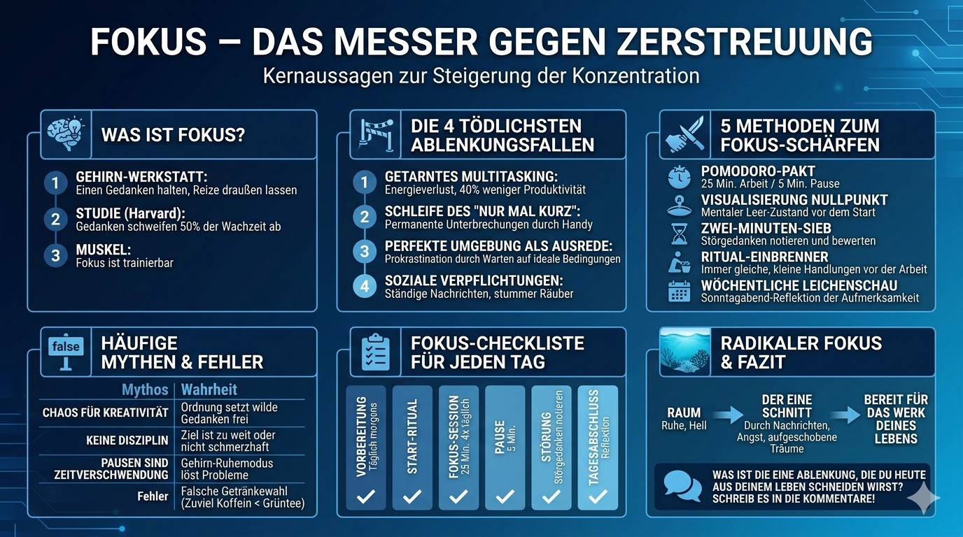 Infografik Fokus – Das Messer gegen Zerstreuung Infografik Fokus – Das Messer gegen Zerstreuung