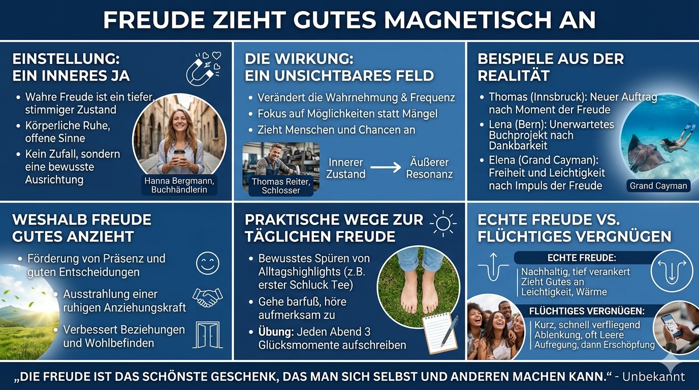 Infografik Freude Zieht Gutes Magnetisch An 