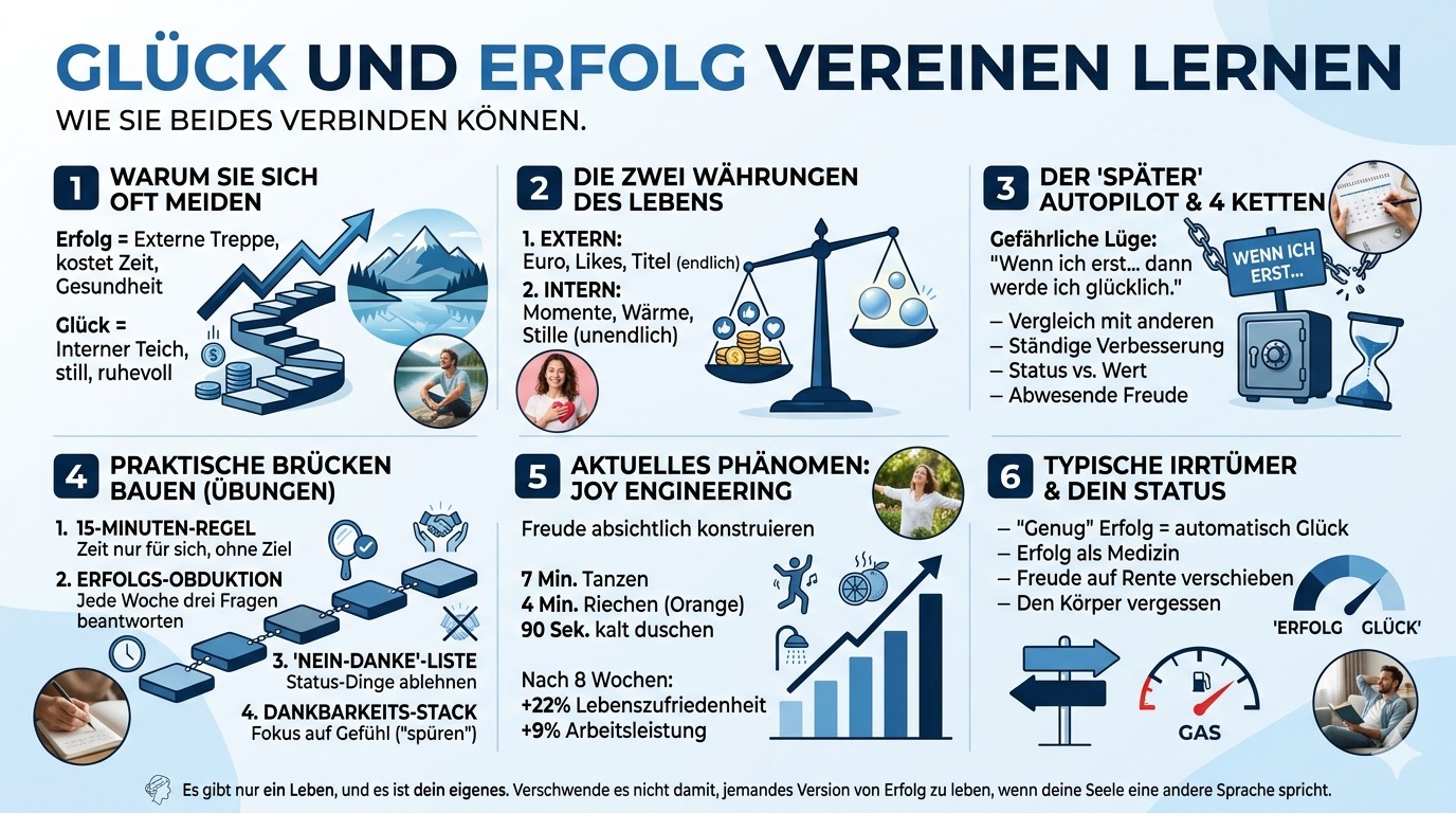 Infografik Glück und Erfolg vereinen lernen
