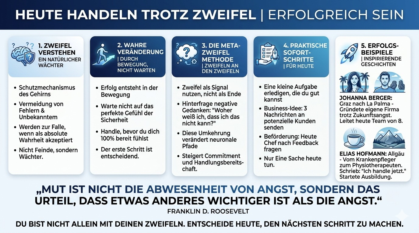 Infografik Heute handeln trotz Zweifel erfolgreich sein