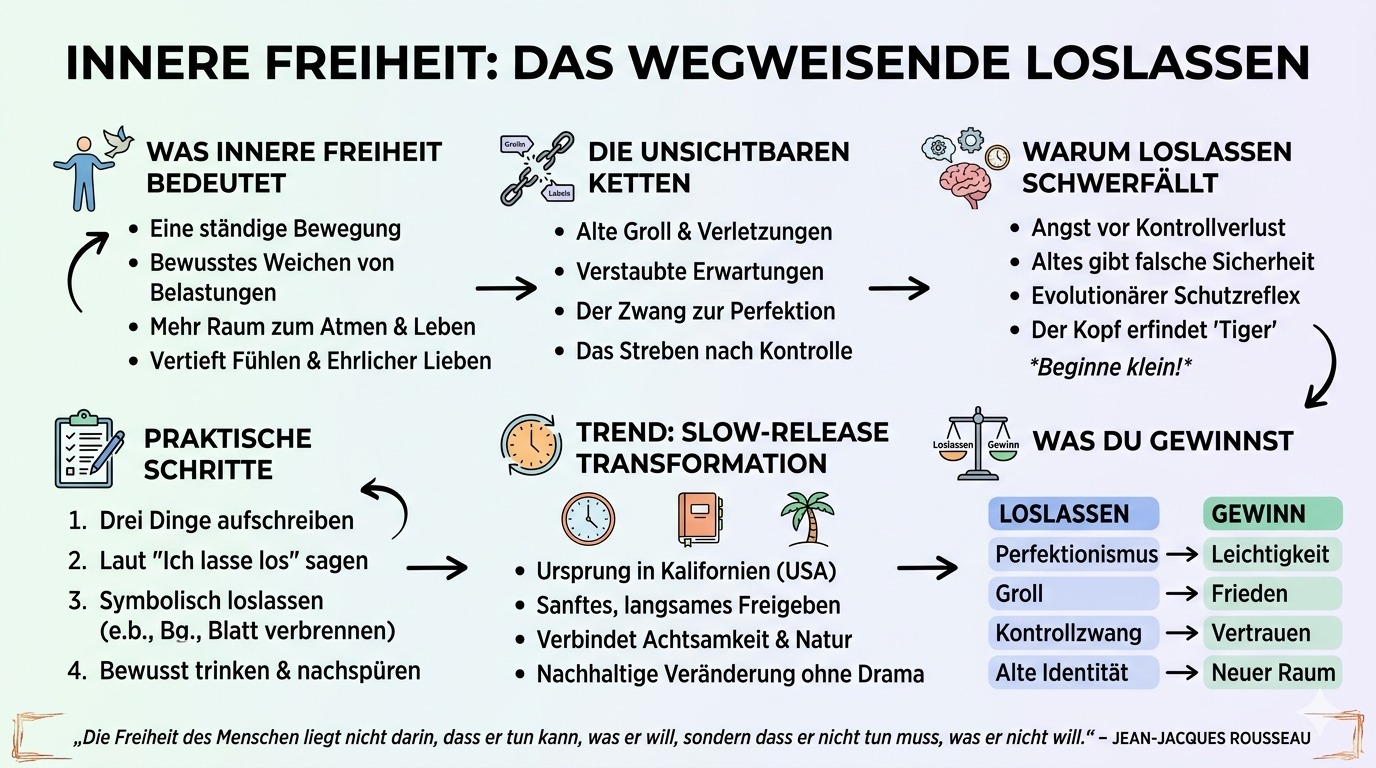 Infografik Innere Freiheit entfaltet sich durch mutiges Loslassen