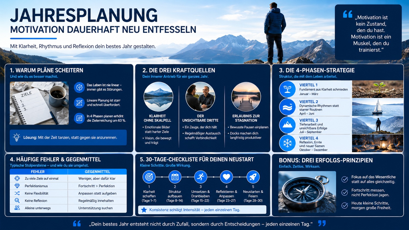 Infografik Jahresplanung – Motivation dauerhaft neu entfesseln