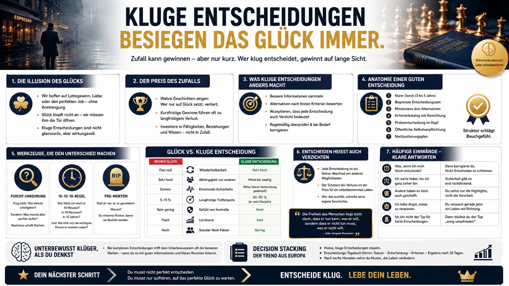 Infografik Kluge Entscheidungen besiegen das Glück immer.