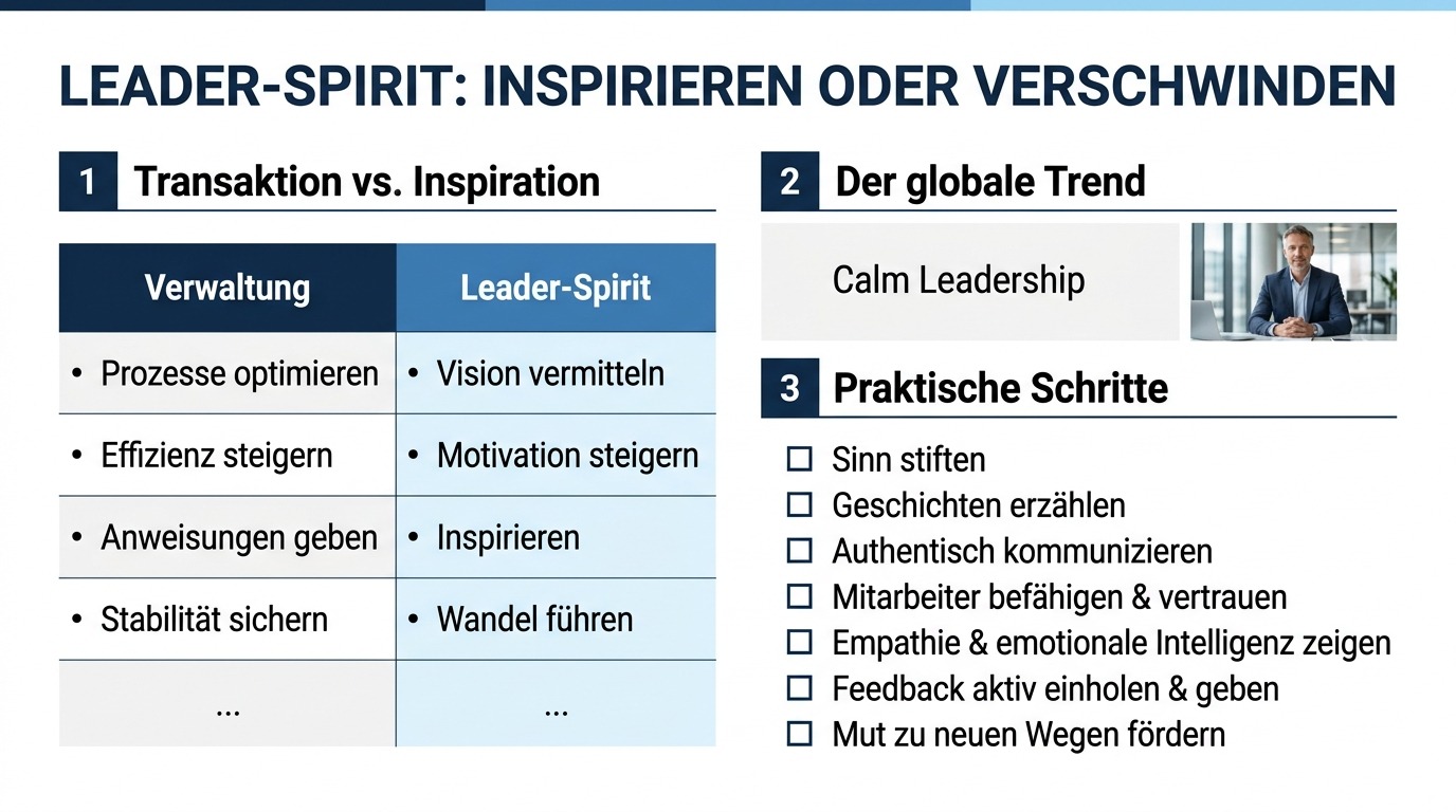 Infografik Leader Spirit – inspiriere. Oder verschwinde Infografik Leader Spirit – inspiriere. Oder verschwinde