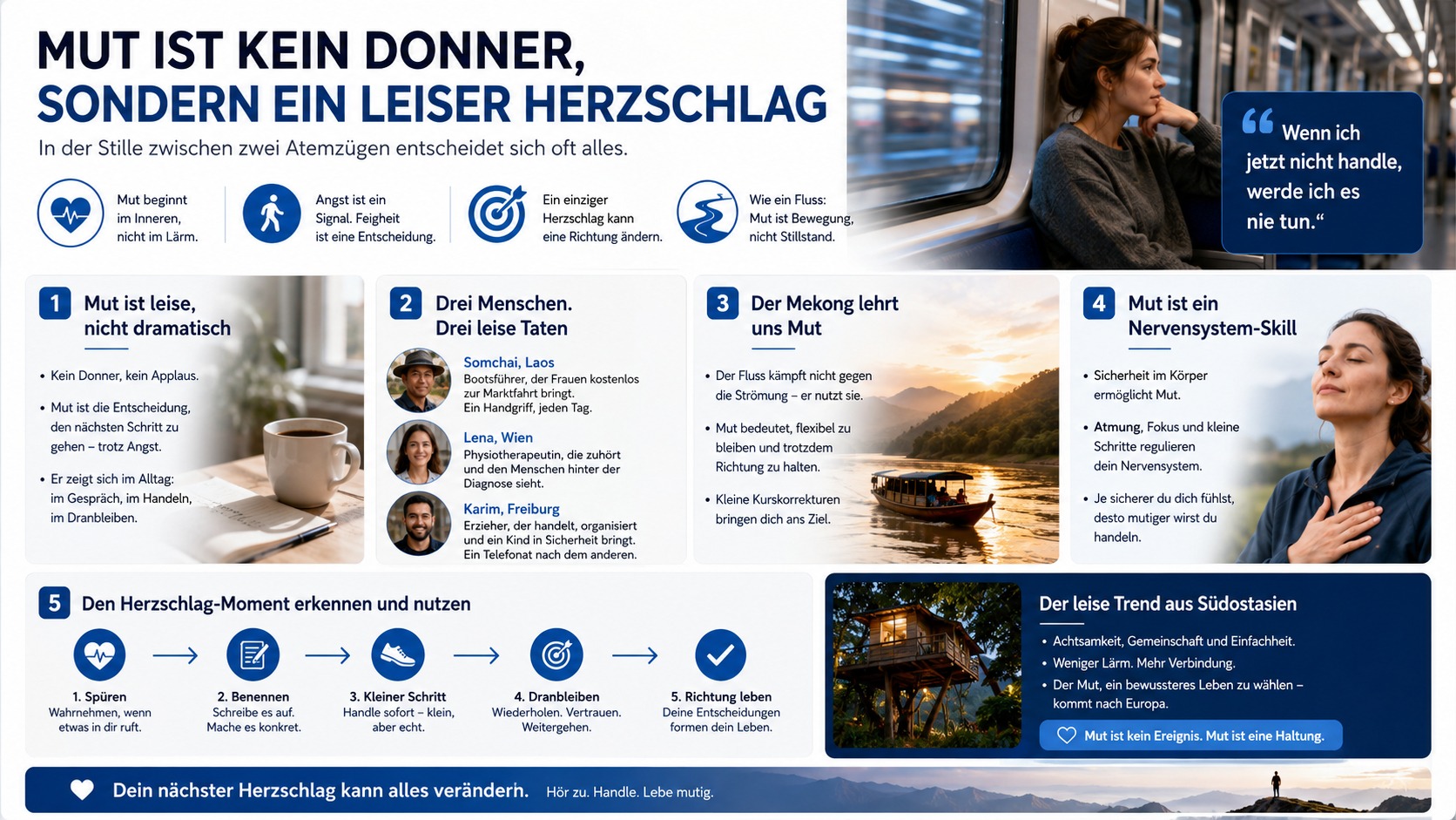 Infografik Mut ist kein Donner, sondern ein leiser Herzschlag