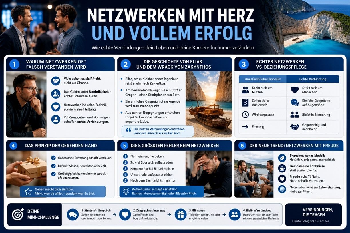 Infografik Netzwerken mit Herz und vollen Erfolg Infografik Netzwerken mit Herz und vollen Erfolg