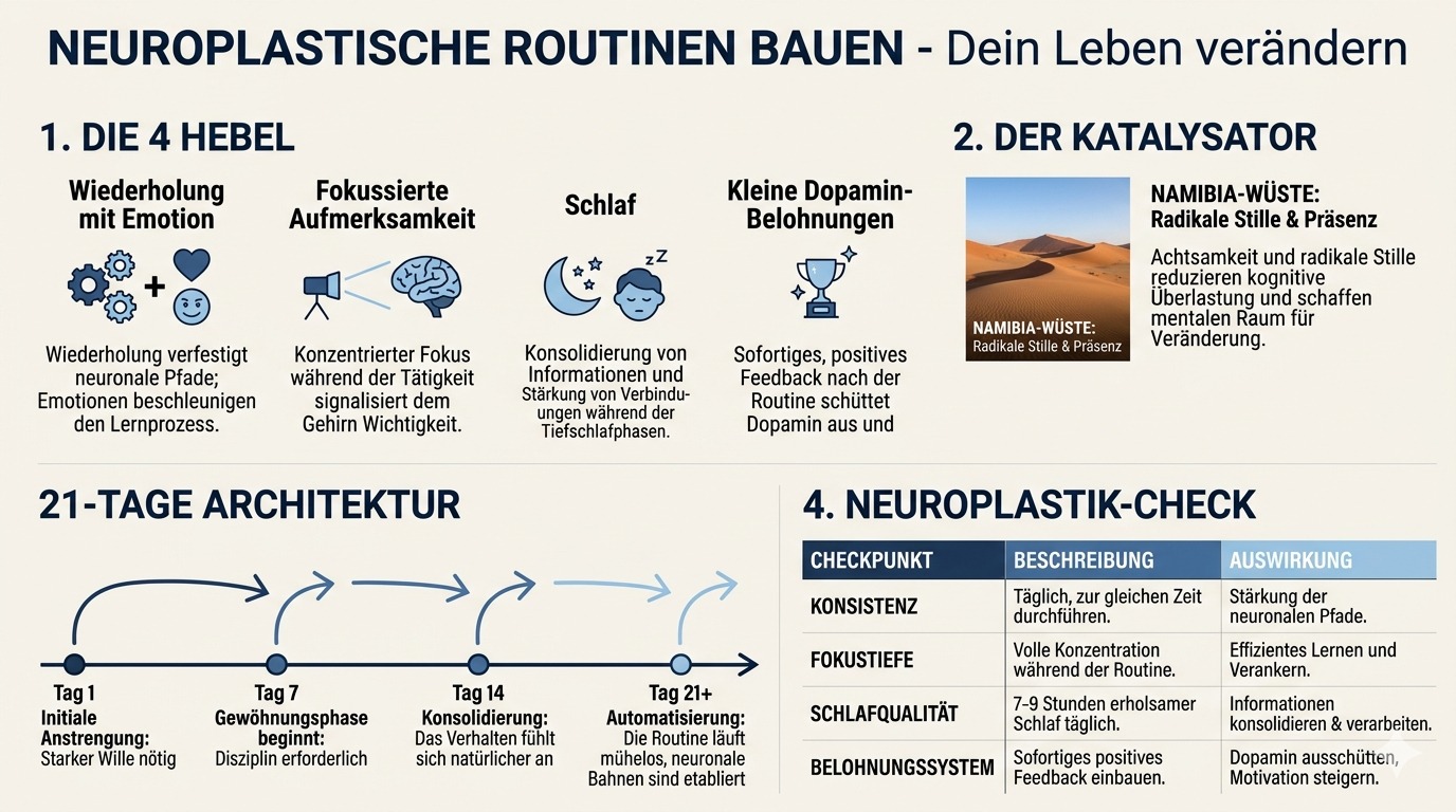 Infografik Neuroplastische Routinen bauen – Dein Leben verändern