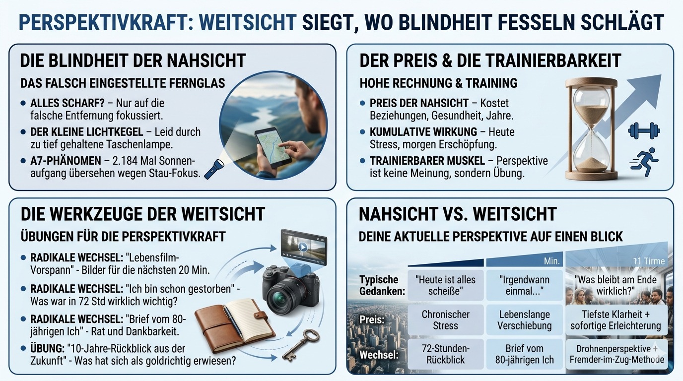 Infografik Perspektivkraft – sieh, was blind macht Weitsicht siegt.