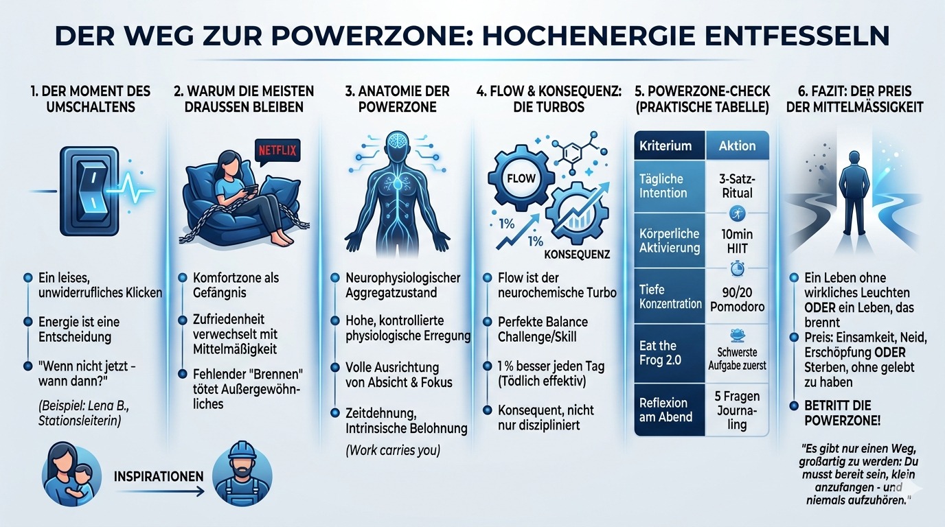 Infografik Powerzone betreten – Hochenergie entfesseln Infografik Powerzone betreten – Hochenergie entfesseln