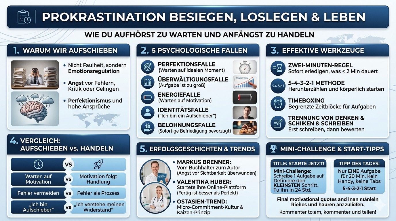 Infografik Prokrastination endlich besiegen und loslegen Infografik Prokrastination endlich besiegen und loslegen