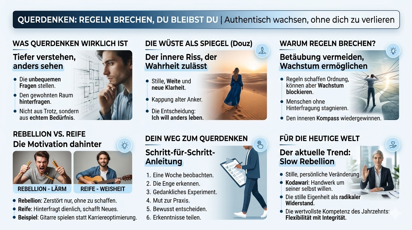 Infografik Querdenken Regeln brechen, du bleibst du