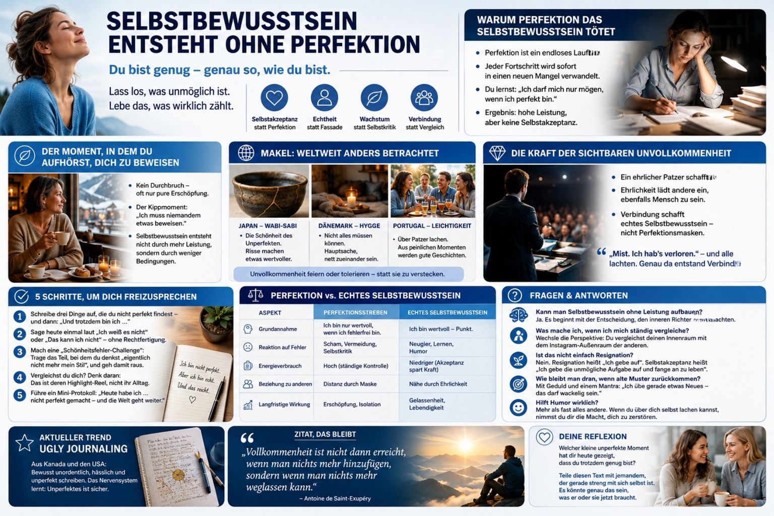 Infografik Selbstbewusstsein entsteht ohne Perfektion