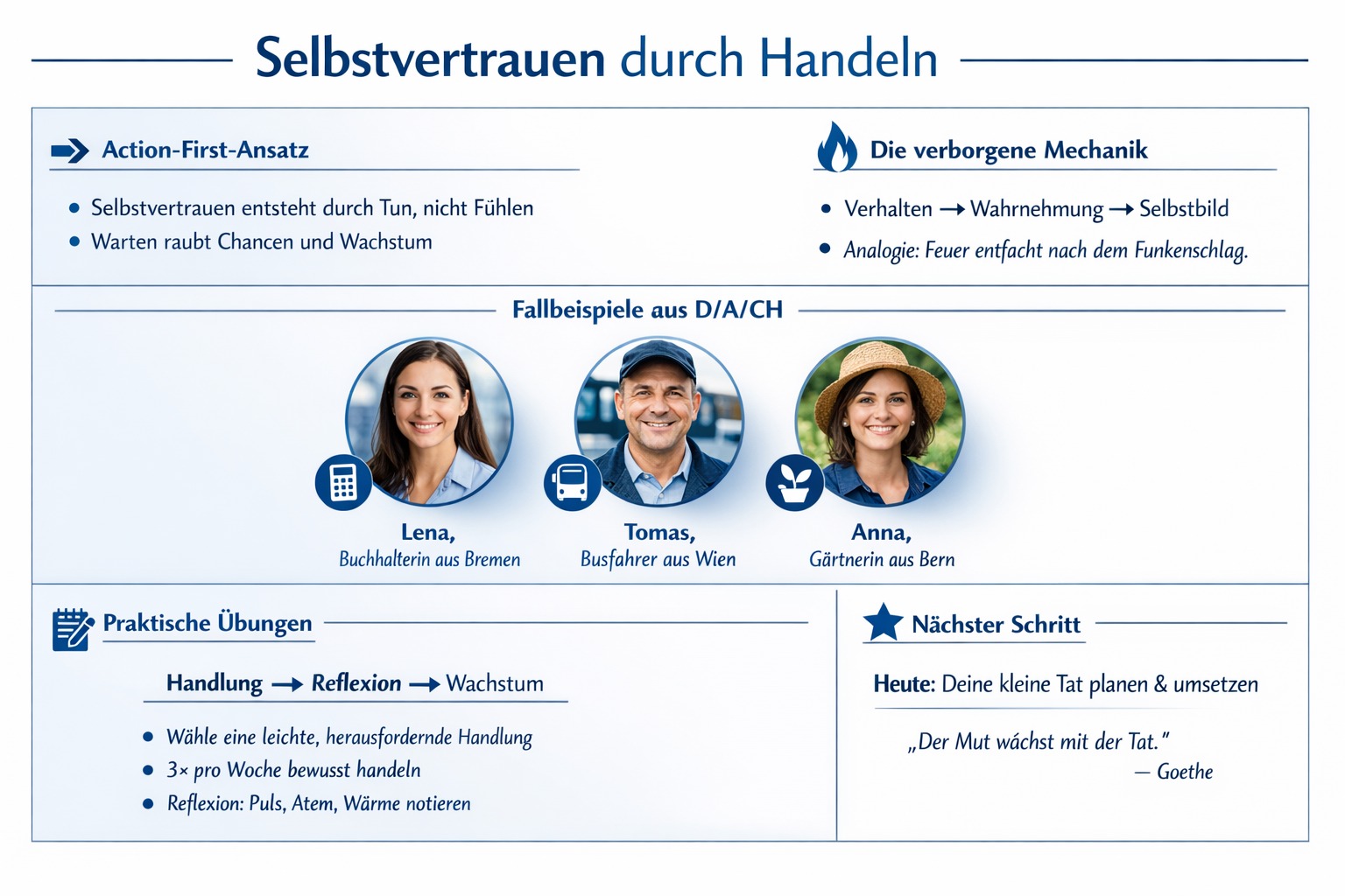 Infografik Selbstvertrauen als Handlung erleben lernen Infografik Selbstvertrauen als Handlung erleben lernen