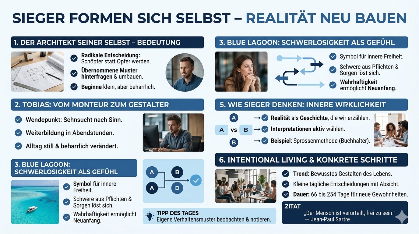 Infografik Sieger formen sich selbst – Realität neu bauen
