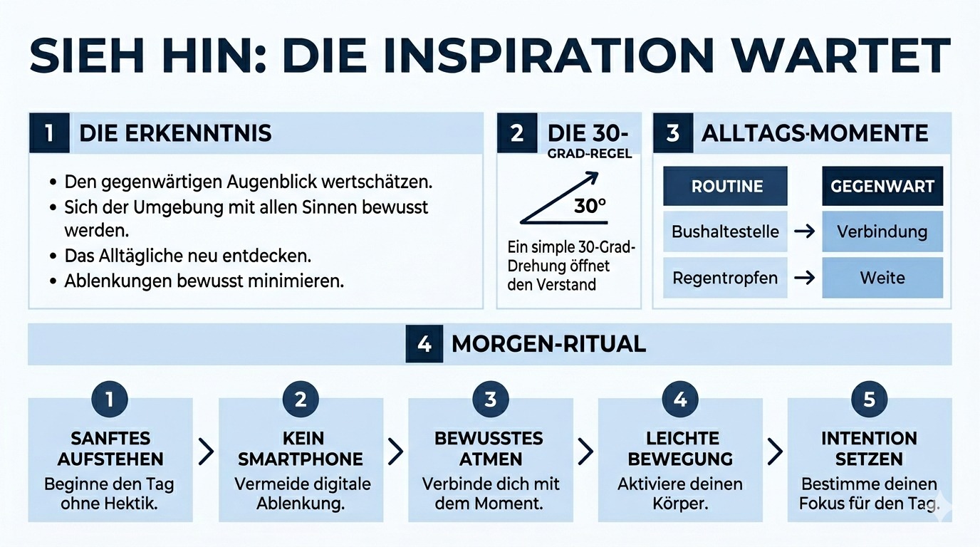 Infografik Sieh hin, die Inspiration wartet
