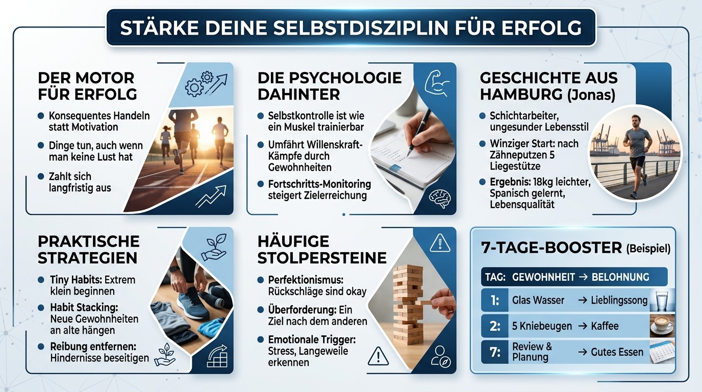 Infografik Stärke deine Selbstdisziplin für Erfolg