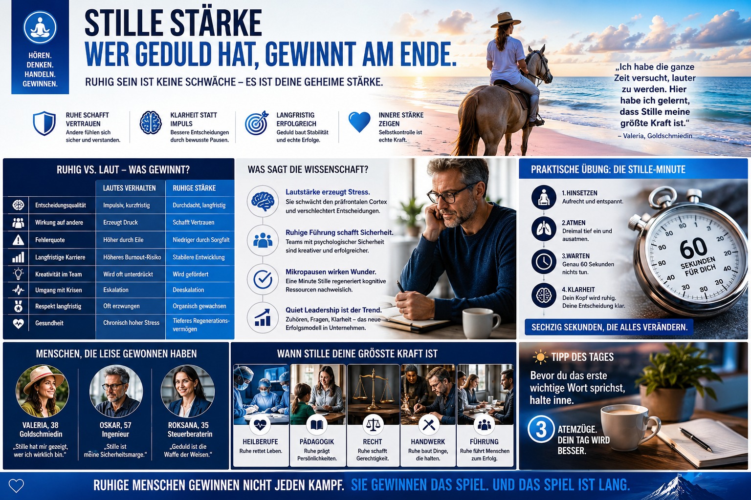 Infografik Stille Stärke – Wer Geduld hat, gewinnt am Ende