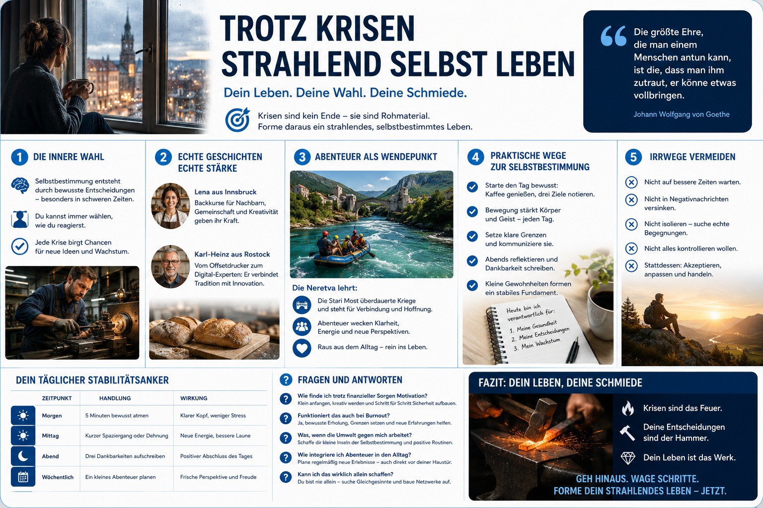 Infografik Trotz Krisen strahlend selbst leben