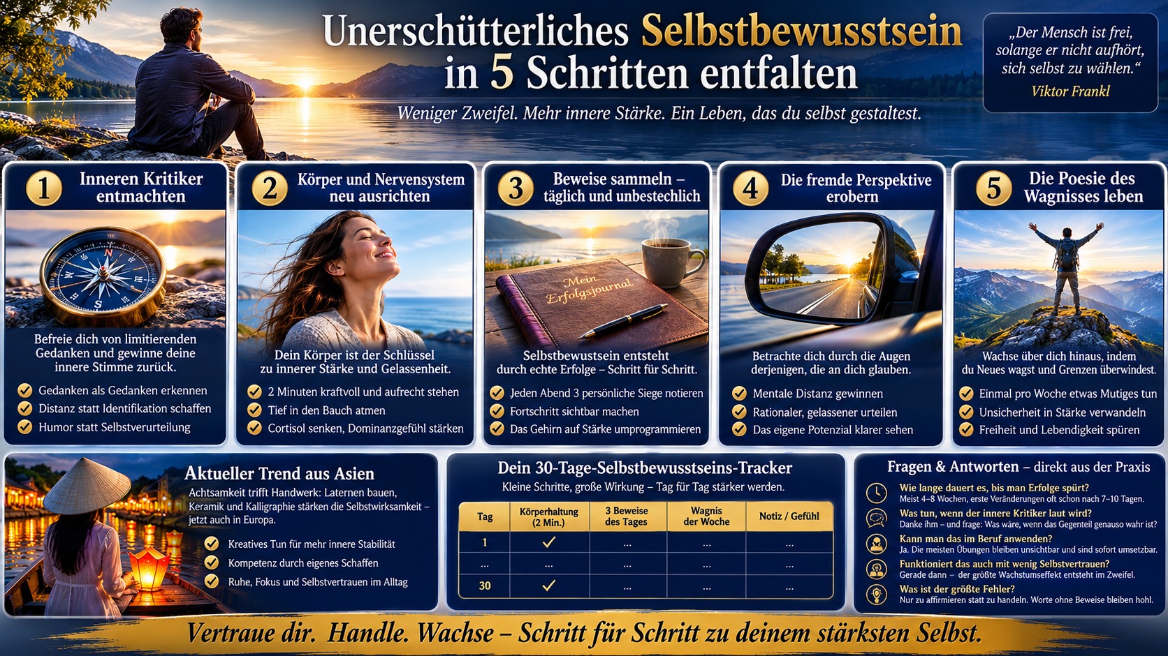 Infografik Unerschütterliches Selbstbewusstsein in 5 Schritten entfalten