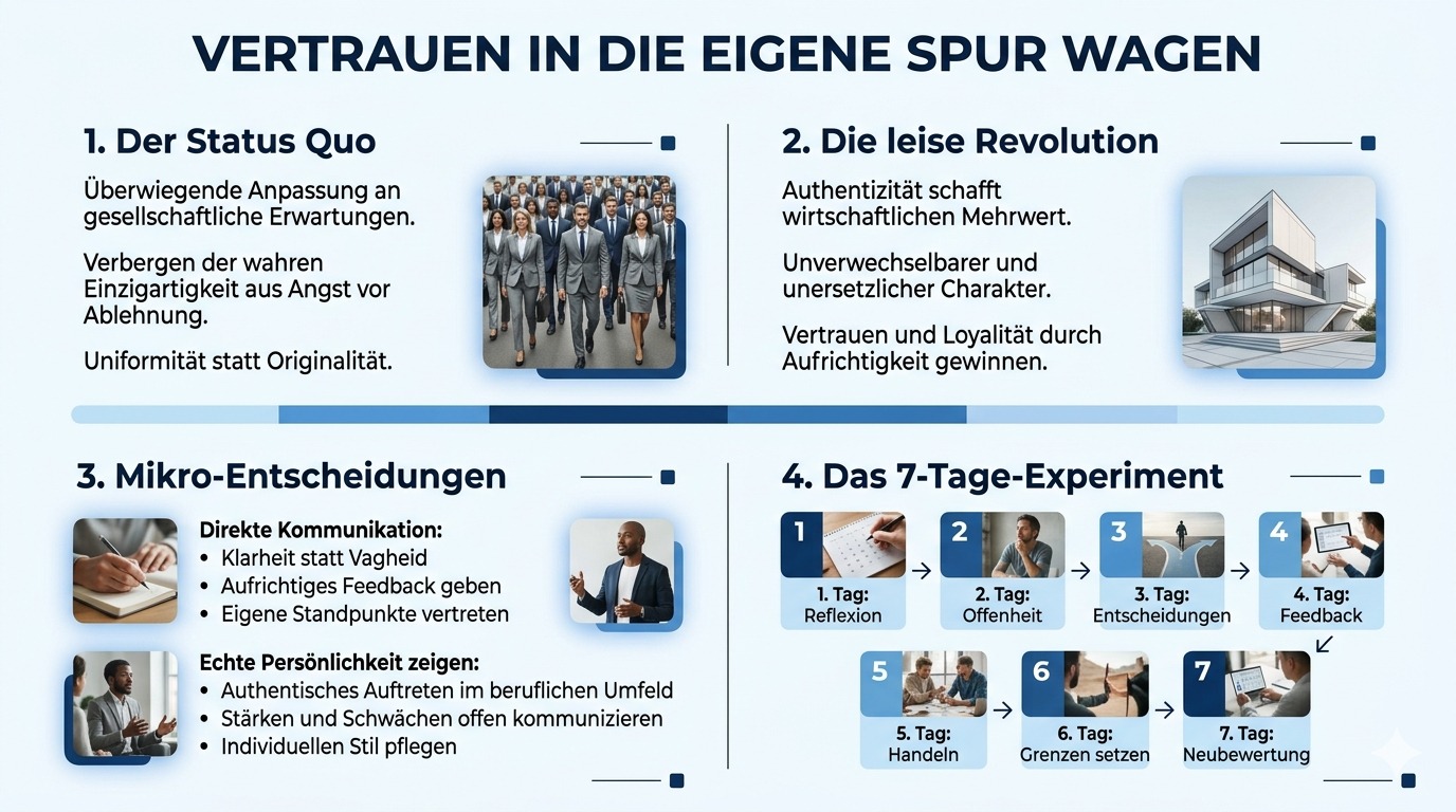 Infografik Vertrauen in die eigene Spur wagen Infografik Vertrauen in die eigene Spur wagen