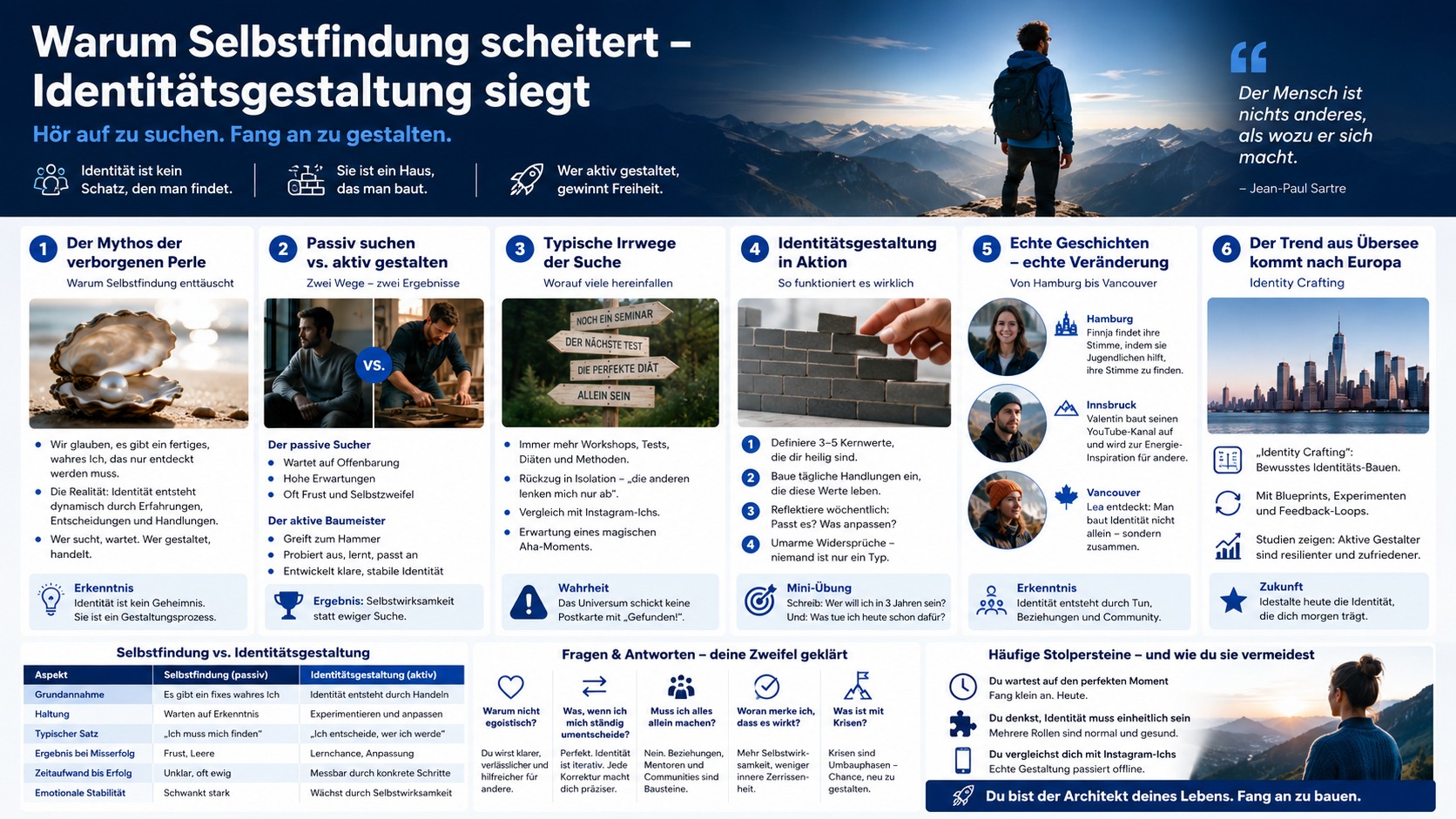 Infografik Warum Selbstfindung scheitert – Identitätsgestaltung siegt Infografik Warum Selbstfindung scheitert – Identitätsgestaltung siegt