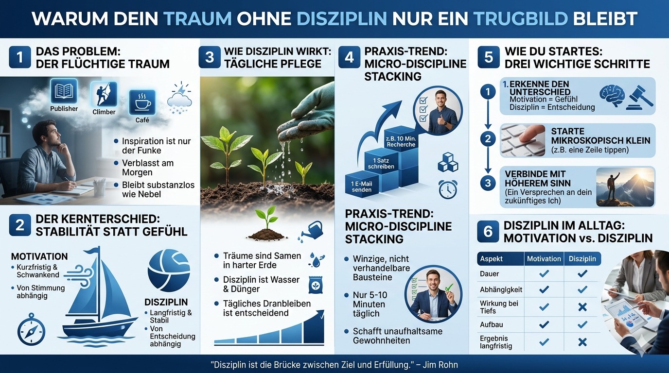 Infografik Warum ein Traum ohne Disziplin nur ein Trugbild bleibt Infografik Warum ein Traum ohne Disziplin nur ein Trugbild bleibt