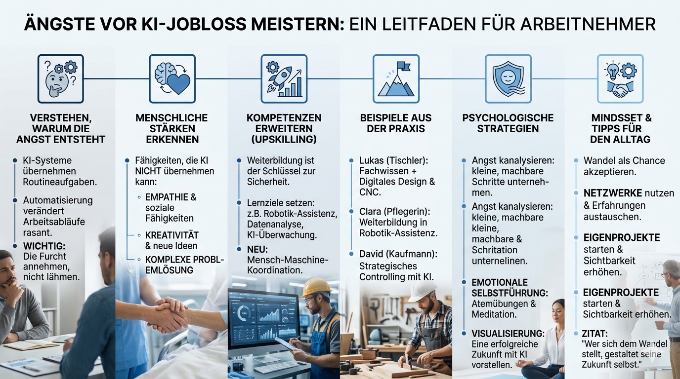 Infografik Wie Arbeitnehmer Ängste vor KI Jobverlust meistern