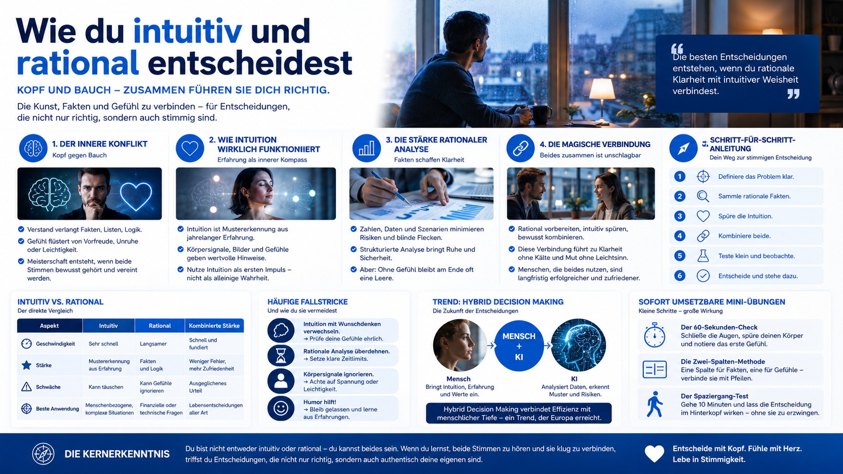 Infografik Wie du intuitiv und rational entscheidest Infografik Wie du intuitiv und rational entscheidest