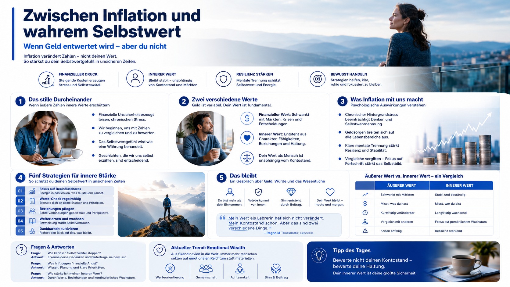 Infografik Zwischen Inflation und wahrem Selbstwert