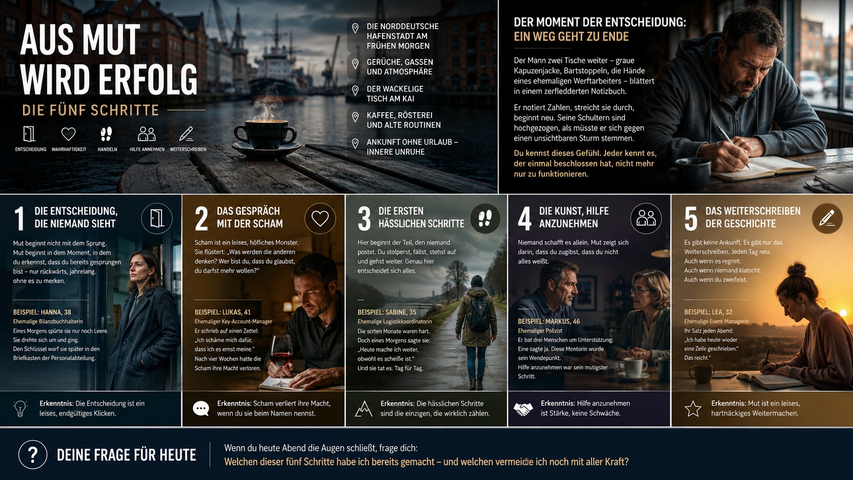 Infografik Aus Mut wird Erfolg – die fünf Schritte Infografik Aus Mut wird Erfolg – die fünf Schritte