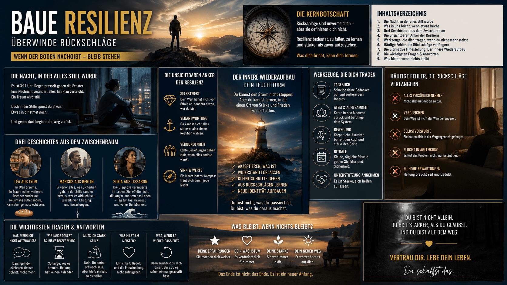 Infografik Baue Resilienz Überwinde Rückschläge
