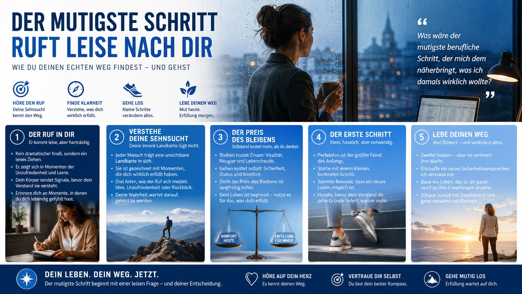 Infografik Der mutigste Schritt ruft leise nach dir