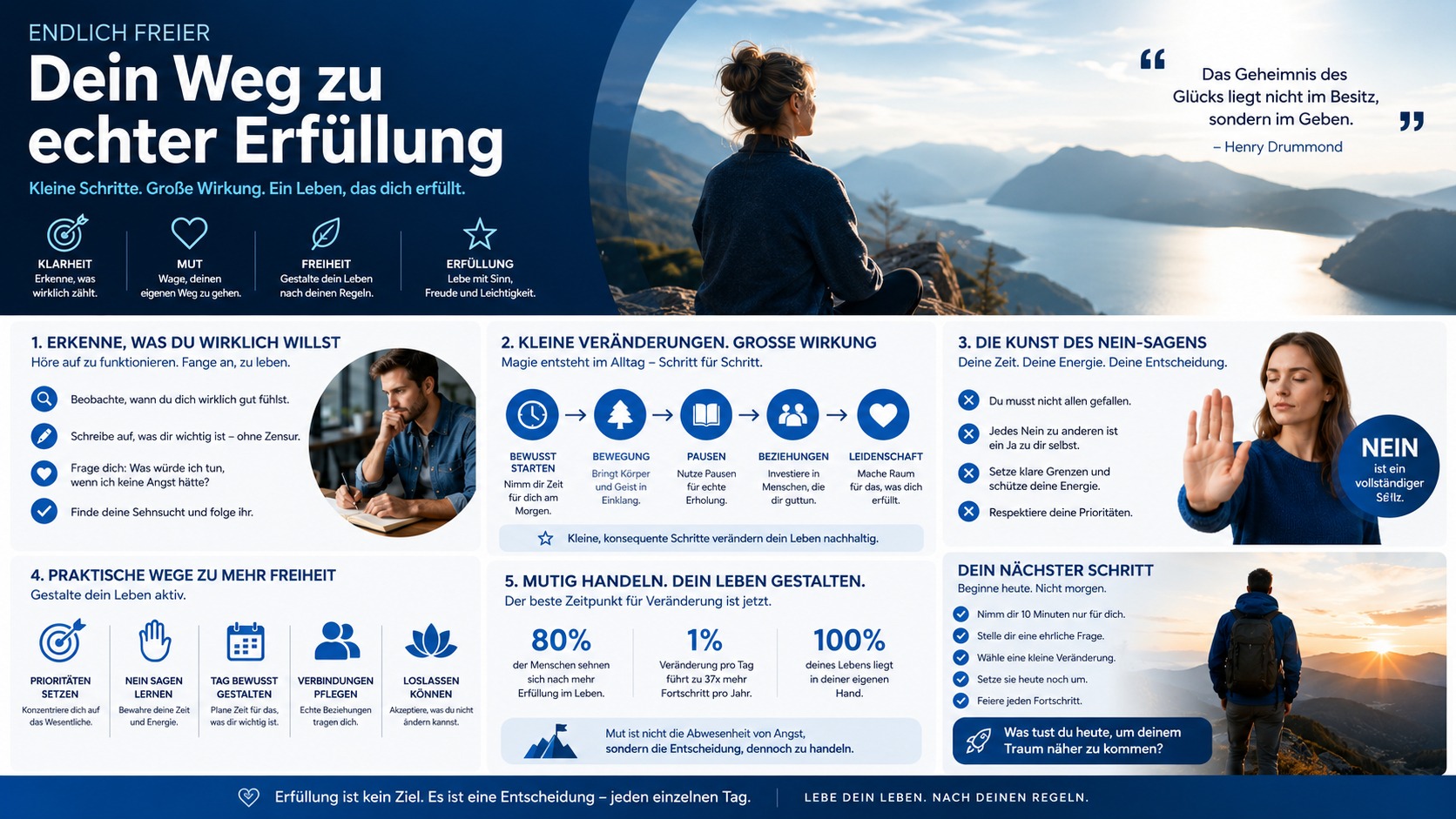 Infografik Endlich freier Dein Weg zu echter Erfüllung Infografik Endlich freier Dein Weg zu echter Erfüllung