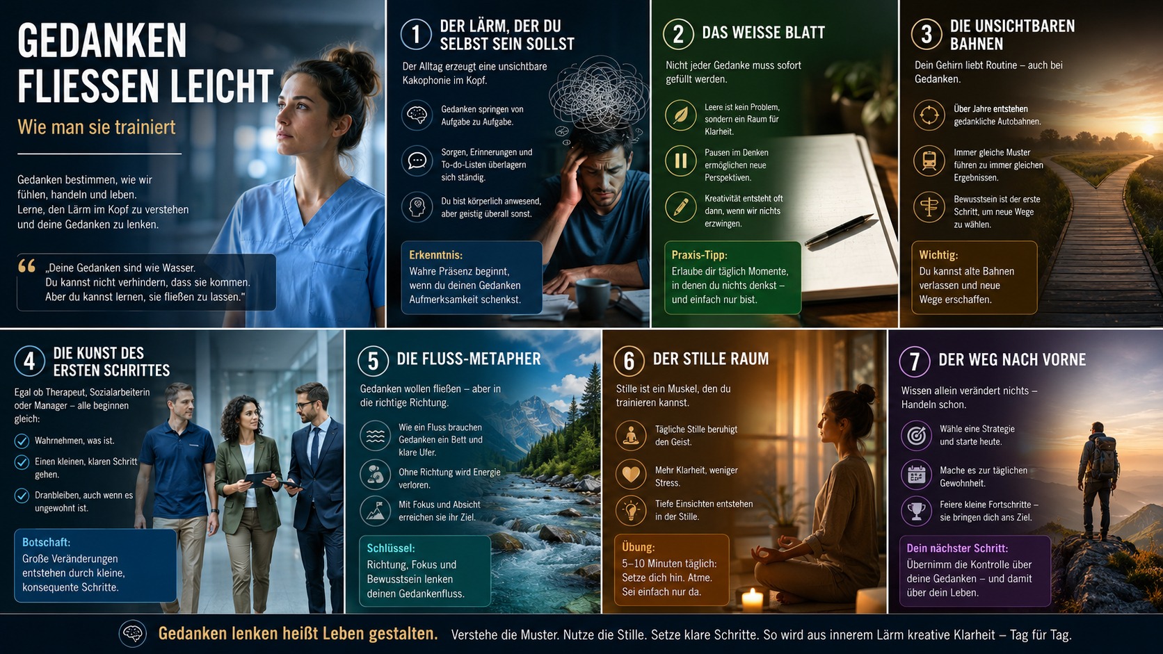 Infografik Gedanken fließen leicht – wie man sie trainiert