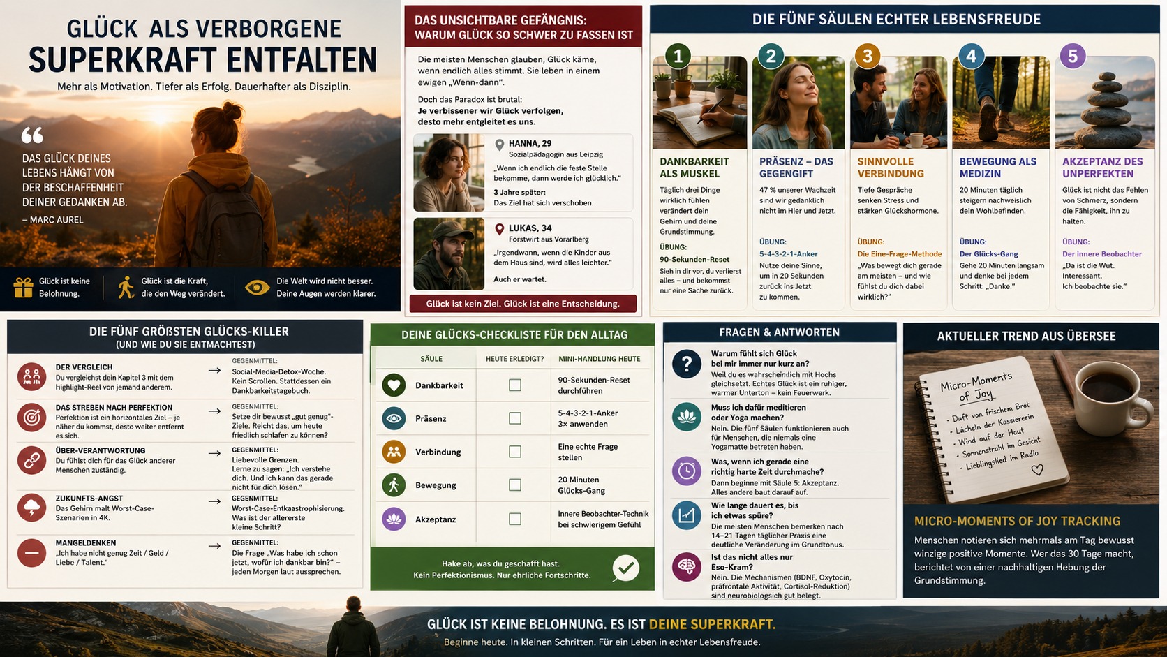 Infografik Glück als verborgene Superkraft entfalten Infografik Glück als verborgene Superkraft entfalten