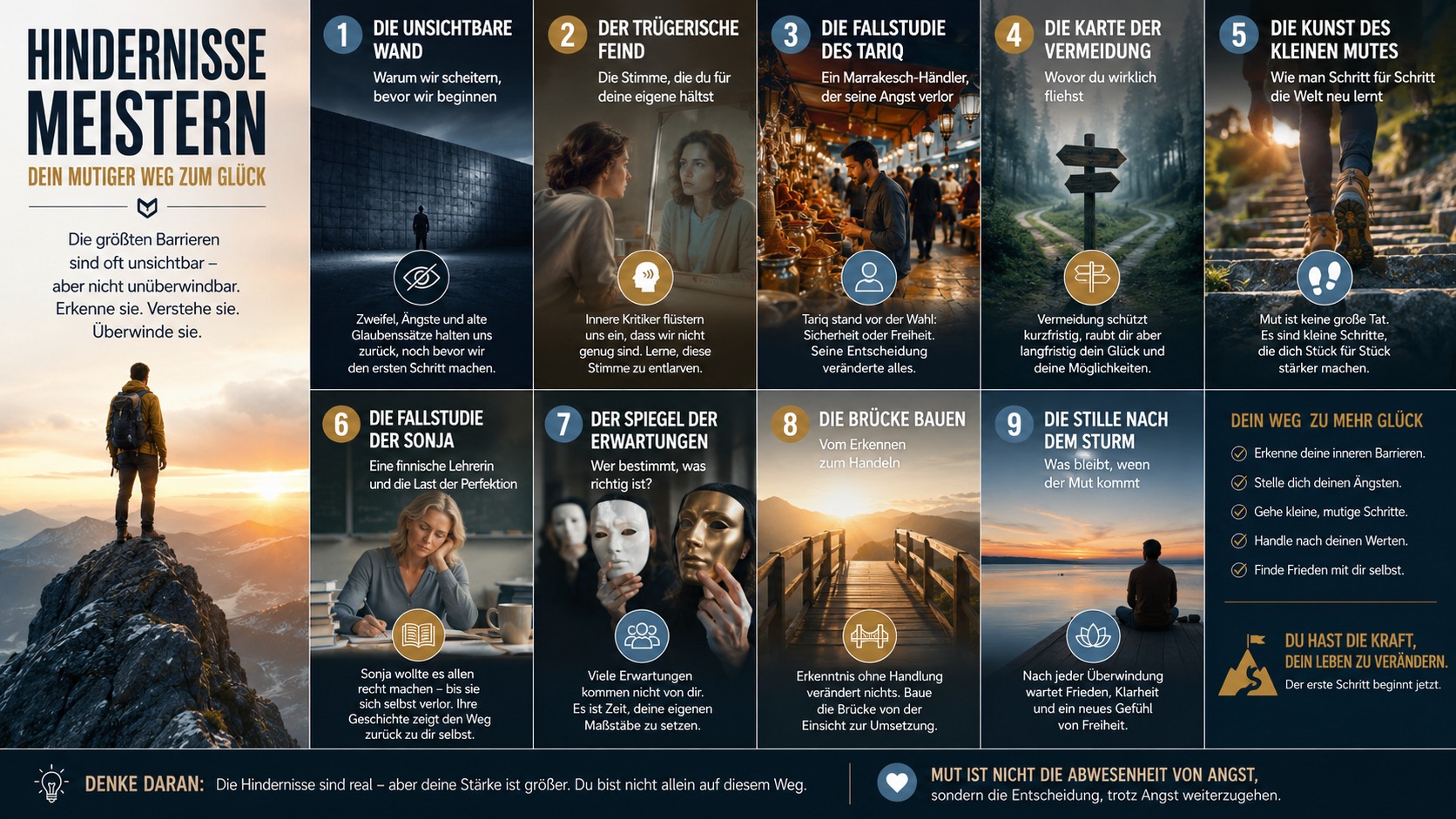 Infografik Hindernisse meistern Dein mutiger Weg zum Glück Infografik Hindernisse meistern Dein mutiger Weg zum Glück