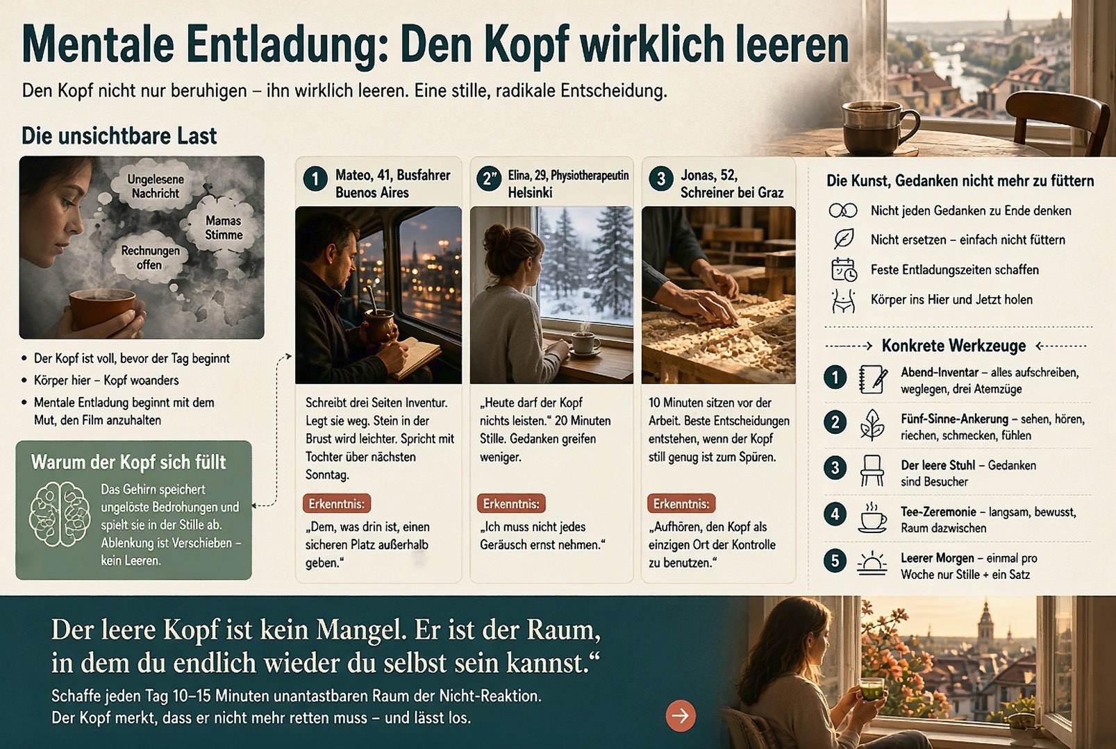 Infografik Mentale Entladung Den Kopf wirklich leeren