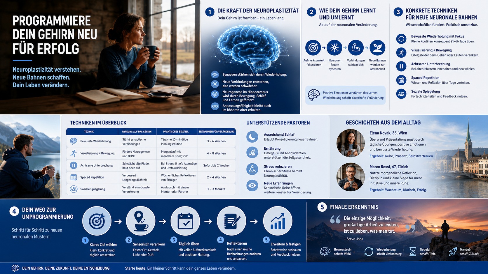 Infografik Programmiere dein Gehirn neu für Erfolg