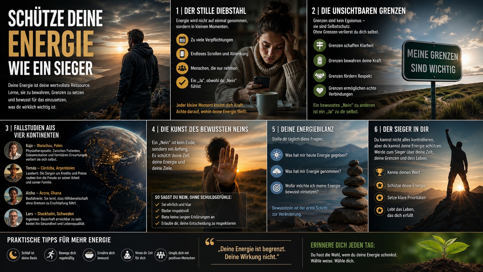 Infografik Schütze deine Energie wie ein Sieger