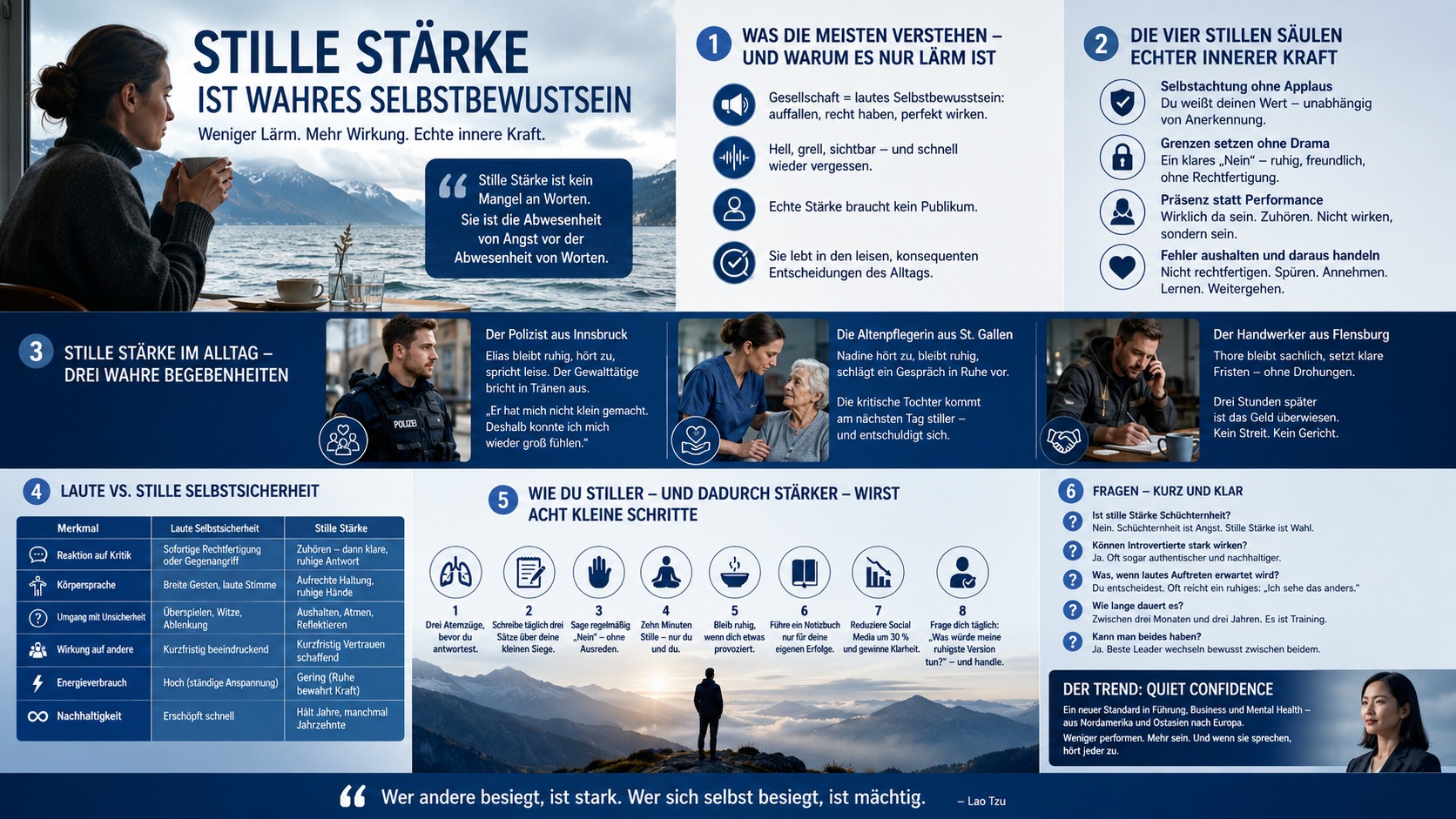 Infografik Stille Stärke ist wahres Selbstbewusstsein. Infografik Stille Stärke ist wahres Selbstbewusstsein.
